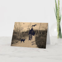 Halloweenkaart met Magere Hein in sepia