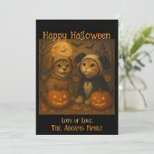 Halloweenkaart vervangbare foto en aangepaste teks feestdagenkaart (Staand voorkant)