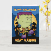 Halloweenkaart voor achterkleinkinderen met Franki Kaart (Gele Bloem)