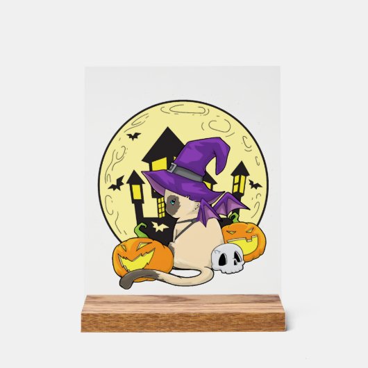 Halloweenkat Acryl Bord (Voorkant)