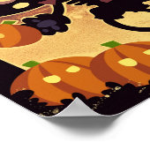 Halloweenkatten bij het spookhuis poster (Hoek)
