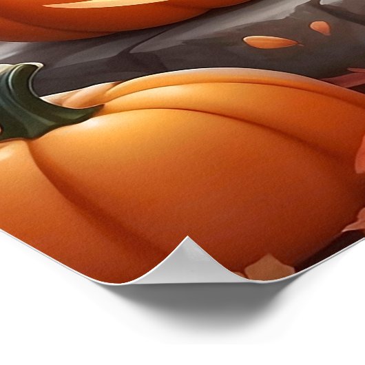 Halloweenkatten met Pumpkins Wall Poster (Hoek)