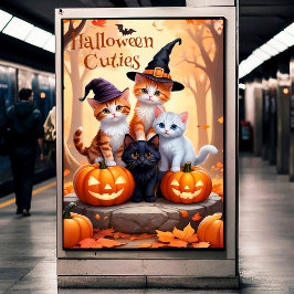 Halloweenkatten met Pumpkins Wall Poster