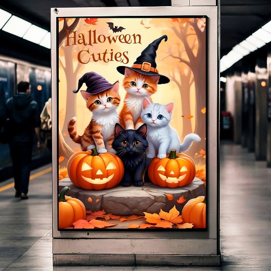 Halloweenkatten met Pumpkins Wall Poster