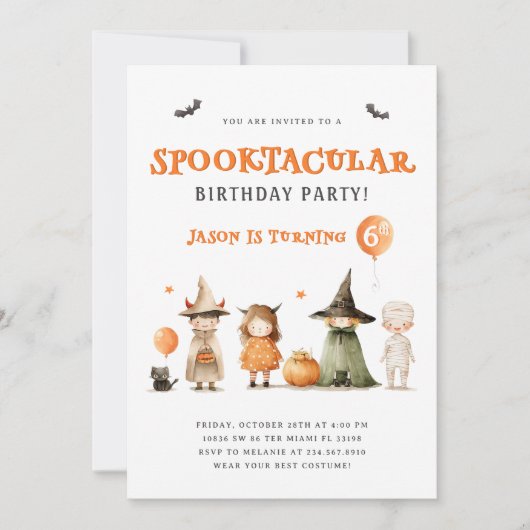 Halloweenkostuum verjaardagsfeest Kinder Kaart (Voorkant)