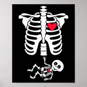 Halloweenkostuum voor zwangere moeder om skelet te poster