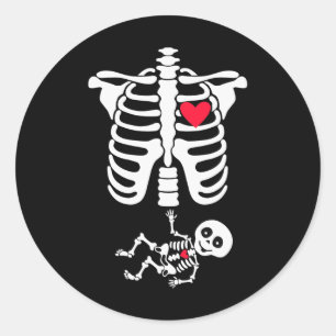 Halloweenkostuum voor zwangere moeder om skelet te ronde sticker