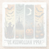 Halloweenkwartet Glazen Onderzetter (Achterkant)