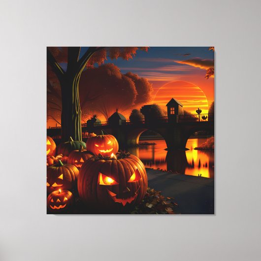 Halloweenlandschap Canvas Afdruk (Voorkant)