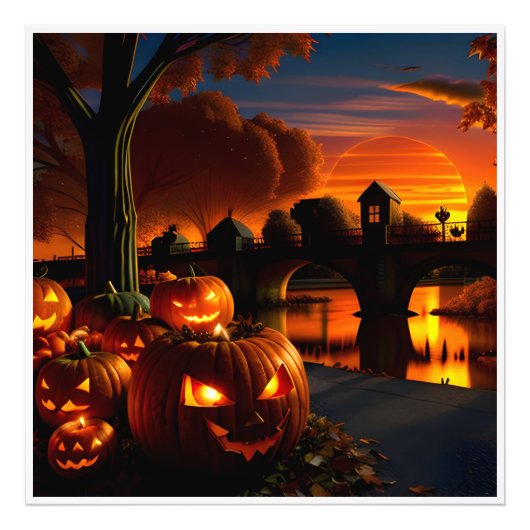 Halloweenlandschap Foto Afdruk (Voorkant)