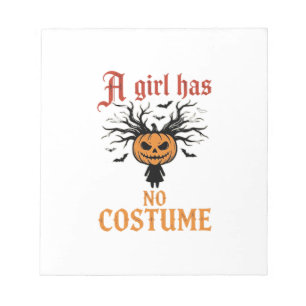 Halloweenmeisje Heeft Geen Kostuum Pompoen Notitieblok