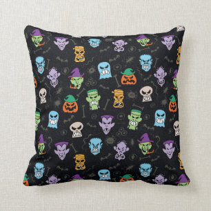Halloweenmonsters maken eng grappige gezichten kussen