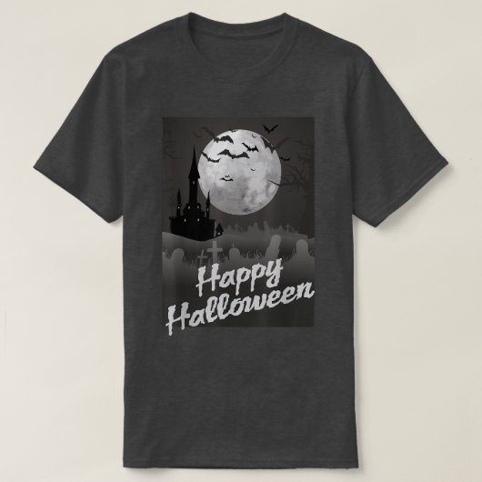 HalloweenMoon & Castle in the Night T-shirt (Design voorkant)