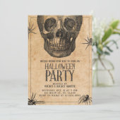 Halloweenpartij,  schedel, kostuumpartij kaart (Staand voorkant)