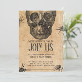 Halloweenpartij,  schedel, kostuumpartij kaart (Staand voorkant)