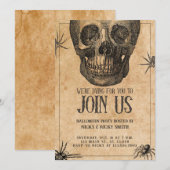 Halloweenpartij,  schedel, kostuumpartij kaart (Voorkant / Achterkant)