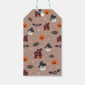 Halloweenpatroon bleke taupe cadeaulabel (Achterkant)