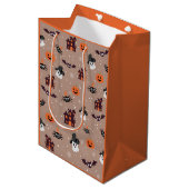 Halloweenpatroon bleke taupe medium cadeauzakje (Voorkant Gekanteld)