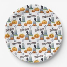 Halloweenpatroon op papieren borden bordje