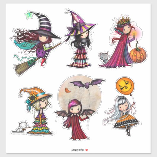 Halloweenpersonages van Molly Harrison Sticker (Vel)