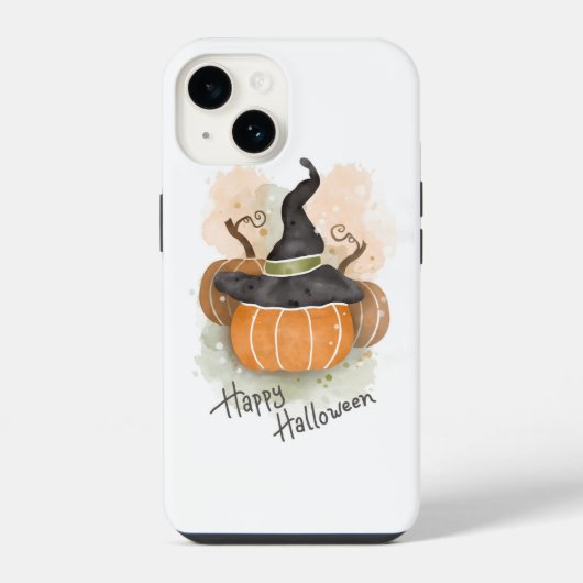 Halloweenpompoen met heksenhoed iPhone hoesje (Achterkant)