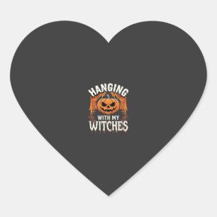 Halloweenpompoen met mijn heksen hart sticker