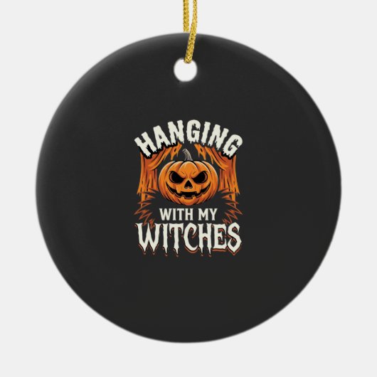 Halloweenpompoen met mijn heksen keramisch ornament (Voorkant)
