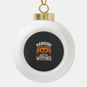 Halloweenpompoen met mijn heksen keramische bal ornament