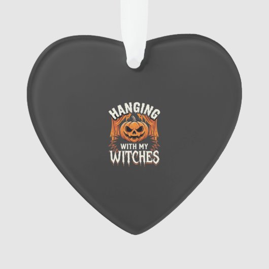 Halloweenpompoen met mijn heksen ornament (voorkant)
