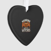 Halloweenpompoen met mijn heksen ornament (voorkant)