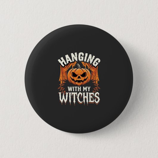 Halloweenpompoen met mijn heksen ronde button 5,7 cm (Voorkant)