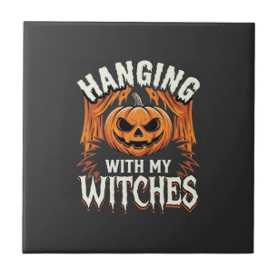 Halloweenpompoen met mijn heksen tegeltje