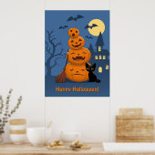 Halloweenpompoenen en Zwarte Kat Poster (Keuken)