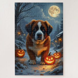 Halloweenportret van Sint-Bernardshond in de spook Legpuzzel