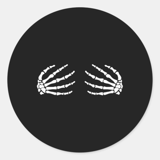 Halloween's Borstskelet Handen Borst Leuke Kosten Ronde Sticker (Voorkant)