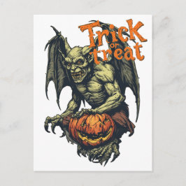 Halloween's Gotische Gargouille op een Feestdagenkaart