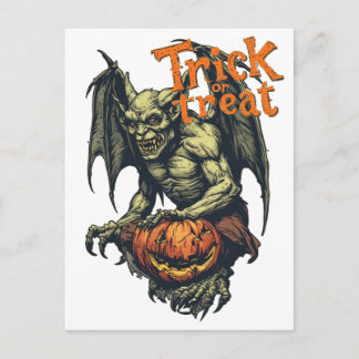 Halloween's Gotische Gargouille op een Feestdagenkaart