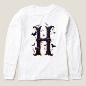 Halloween's Initiaal: De Griezige Letter H Tri-Blend Shirt (Voorkant)