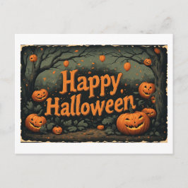 Halloween's pompoenen op een feestdagenkaart
