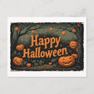 Halloween's pompoenen op een feestdagenkaart