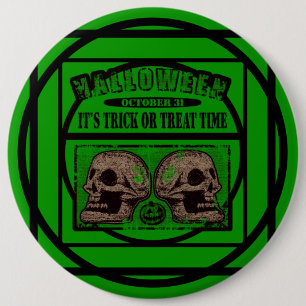 Halloween's Trick or treat Time - Green Ronde Button 6,0 Cm