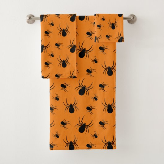Halloweenspinnen zwart en Sinaasappel Bad Handdoek (Insitu)