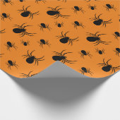 Halloweenspinnen zwart en Sinaasappel Cadeaupapier (Hoek)