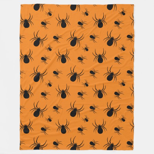 Halloweenspinnen zwart en Sinaasappel Fleece Deken (Voorkant)