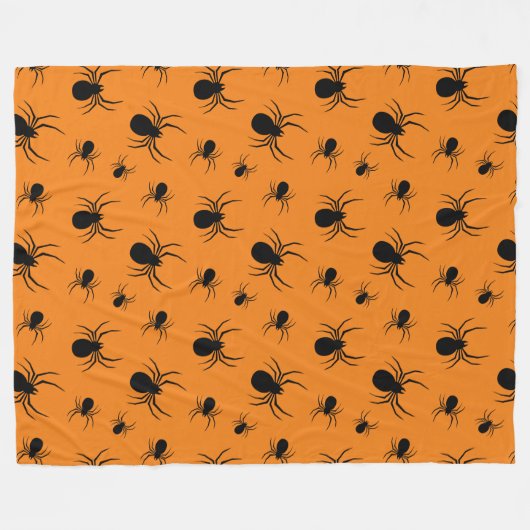 Halloweenspinnen zwart en Sinaasappel Fleece Deken (Voorkant (Horizontaal))