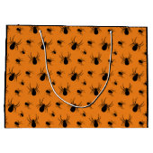 Halloweenspinnen zwart en Sinaasappel Groot Cadeauzakje (Achterkant)