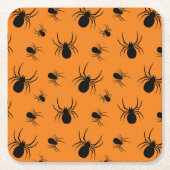 Halloweenspinnen zwart en Sinaasappel Kartonnen Onderzetters (Voorkant)