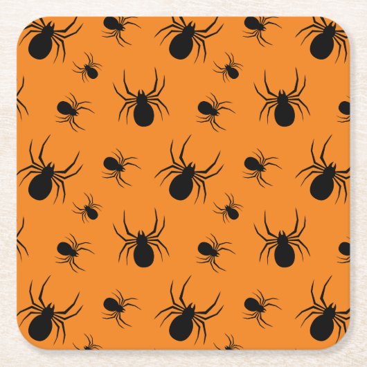Halloweenspinnen zwart en Sinaasappel Kartonnen Onderzetters (Voorkant)