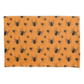 Halloweenspinnen zwart en Sinaasappel Kussensloop (Voorkant)