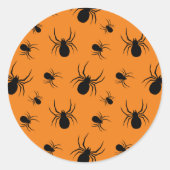 Halloweenspinnen zwart en Sinaasappel Ronde Sticker (Voorkant)